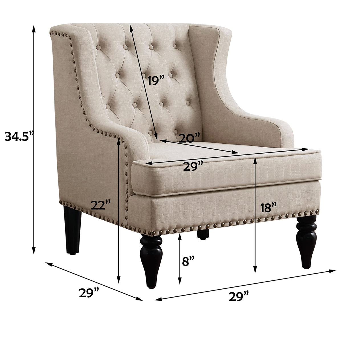 Accent Chairs, Upholstered Armchair,Linen Fabric Comfy Reading Seat Lounge for Living Room Bedroom Apartment,Easy Assembly, Natural