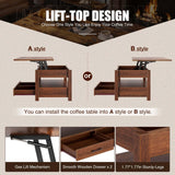 Coffee Table, Lift Top Coffee Table with Drawers and Hidden Compartment