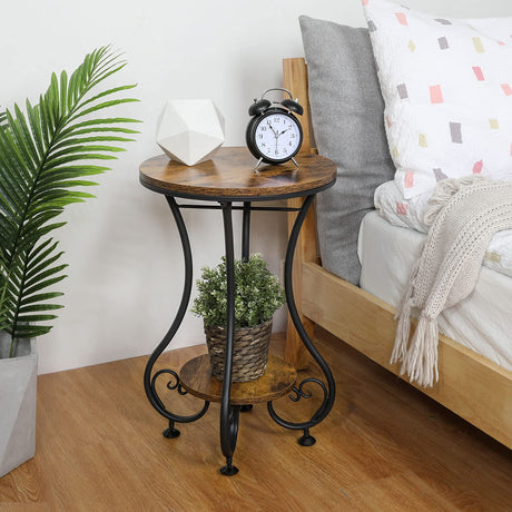 End Table, Round Side Table for Small Spaces, Coffee Tea Table Nightstand Home Decor