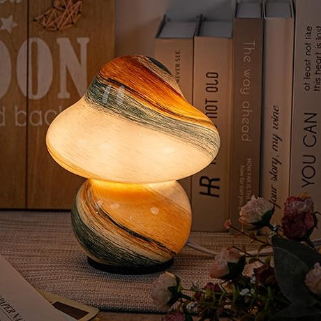 Mushroom Lamp, Stepless Dimmable Glass Table Bedside Lamps