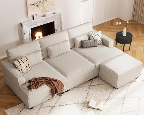 75" Oversized Loveseat Sofa, Comfy Corduroy Sectional Cloud Couch with Adjustable