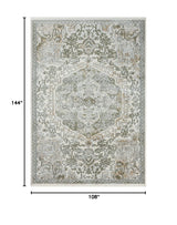 Vintage Beige Green Area Rug 9x12 - Non-Shedding Medium Pile for Living Room & Bedroom