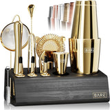 Mixology Bartender Kit Bar Set | 14-Piece Cocktail Shaker Set | Martini Barware Mixing Tools for Home Bartending | Incl. 35 Recipe Cards | Gift Set (28oz Boston Shaker, Jet Black/Black)