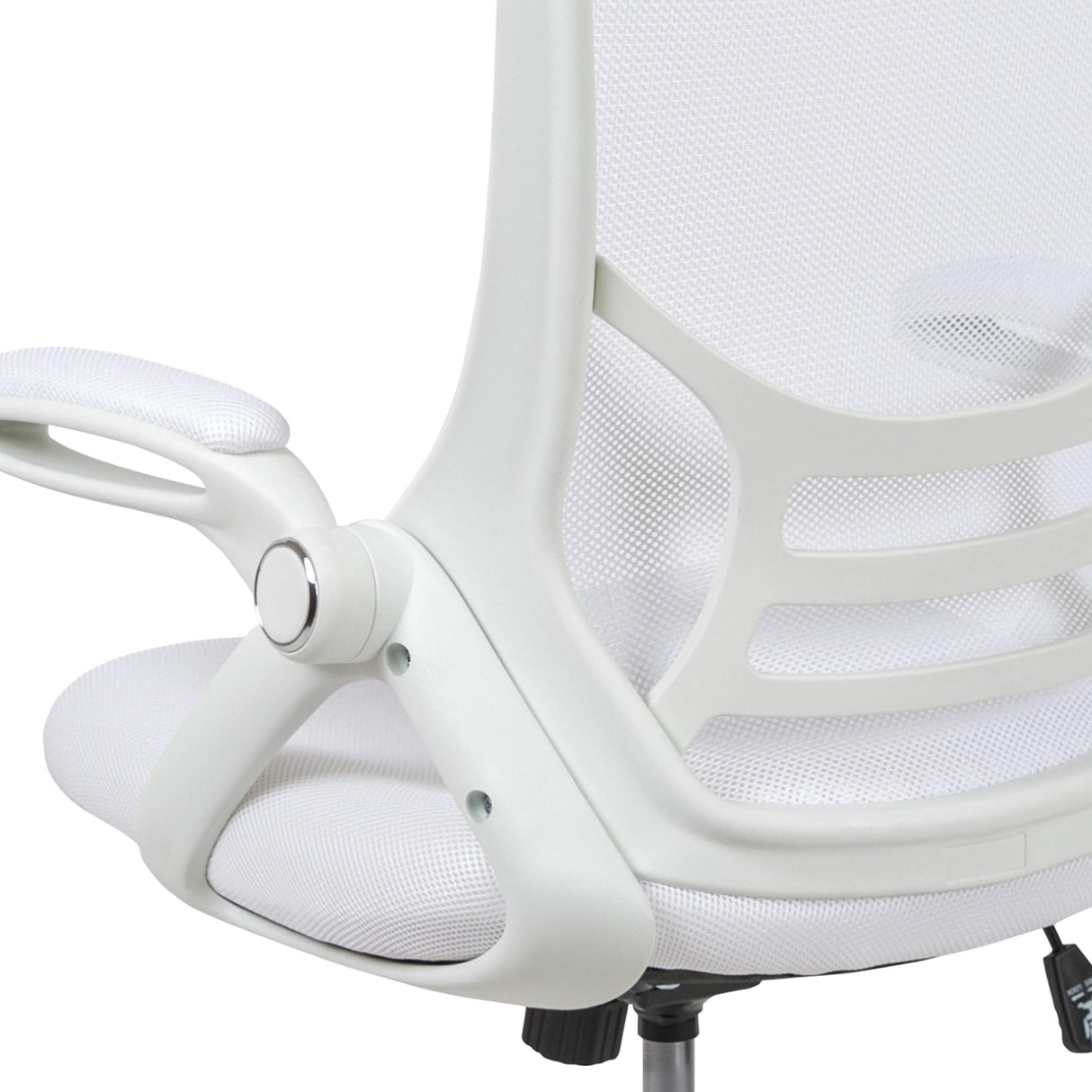 Flash Furniture Porter High-Back Swivel Office Chair with Adjustable Lumbar Support and Height, Ergonomic Mesh Desk Chair with Flip-Up Armrests, White