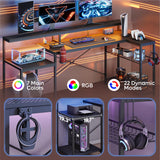 Gaming Desk with Power Outlet, 71.5 inch LED Computer Desk with Monitor Stand