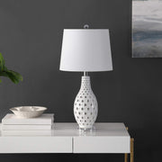Lighting Collection Harlem Trellis White Ceramic 26-inch Bedroom Living Room Home