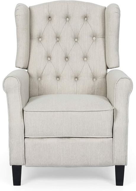 Sarah Fabric Recliner, Light Blush, Dark Brown