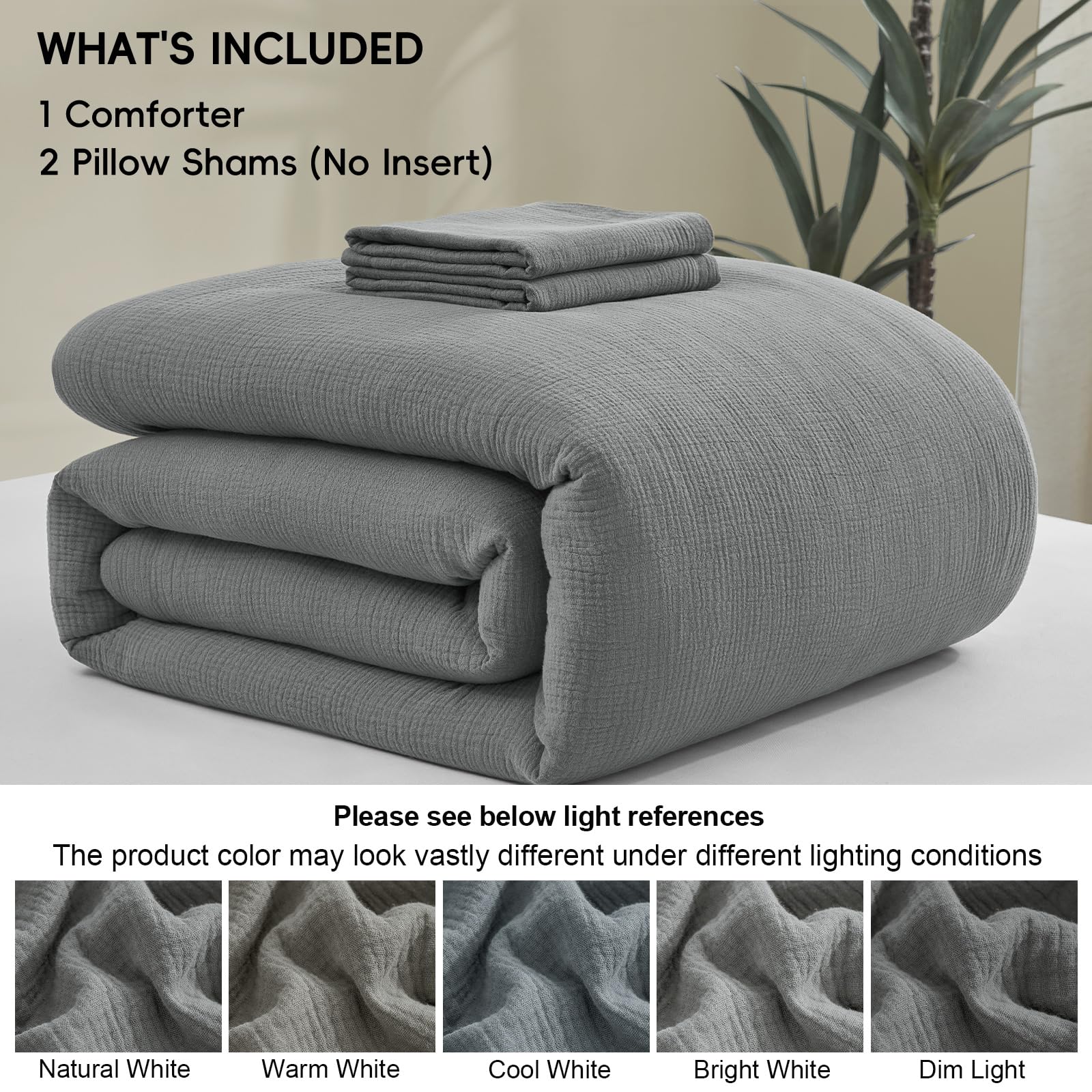 Cotton Muslin Comforter Set King Size - Ultra Soft & Breathable 3-Piece Bedding