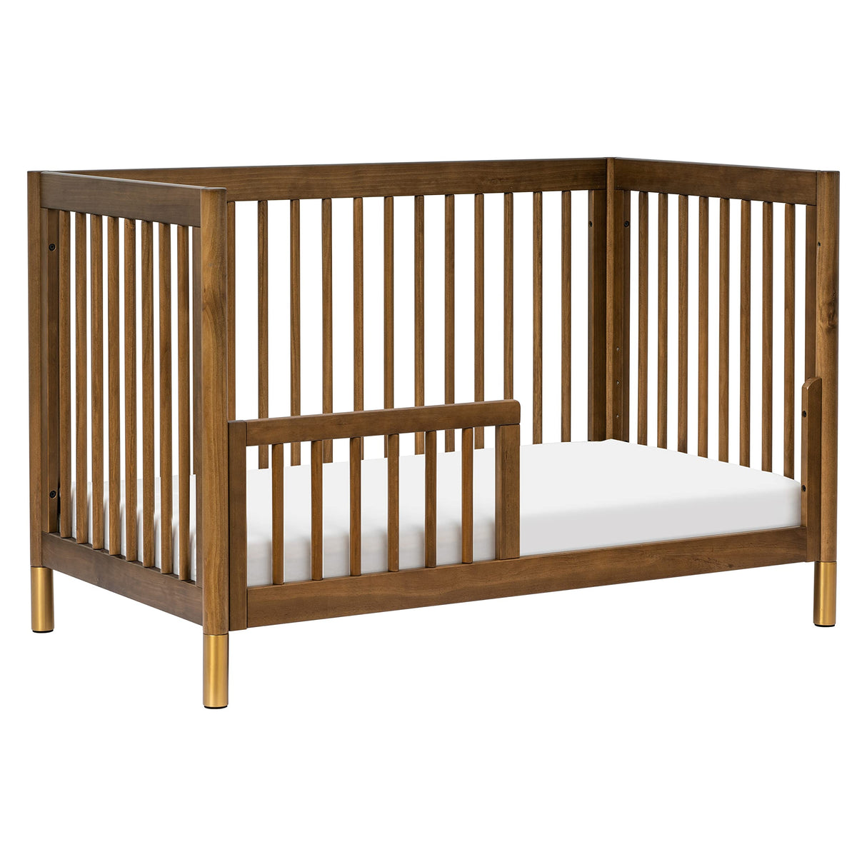 Gelato 4-in-1 Convertible Crib with Toddler Bed Conversion in Natural Walnut and Brushed