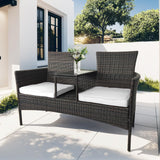 Outdoor Rattan Patio Loveseat,Wicker 2-Seat Outdoor Loveseat