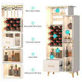 LED Liquor Wine Cabinet, Wine Bar Cabinet with USB Port, Bar Cabinets