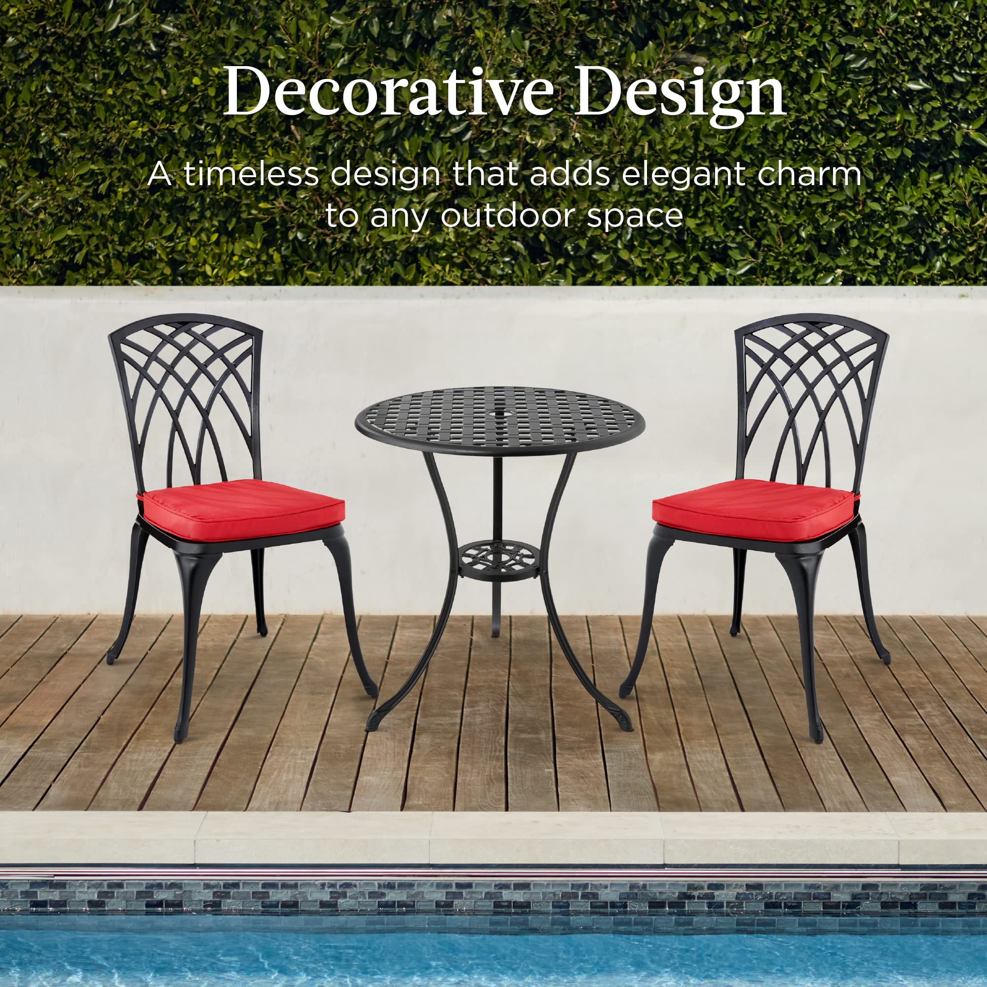 3-Piece Bistro Set, Aluminum Outdoor Dining Furniture Set for Patio