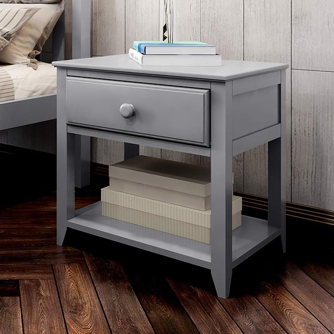 Nightstand with Drawer and Shelf, White