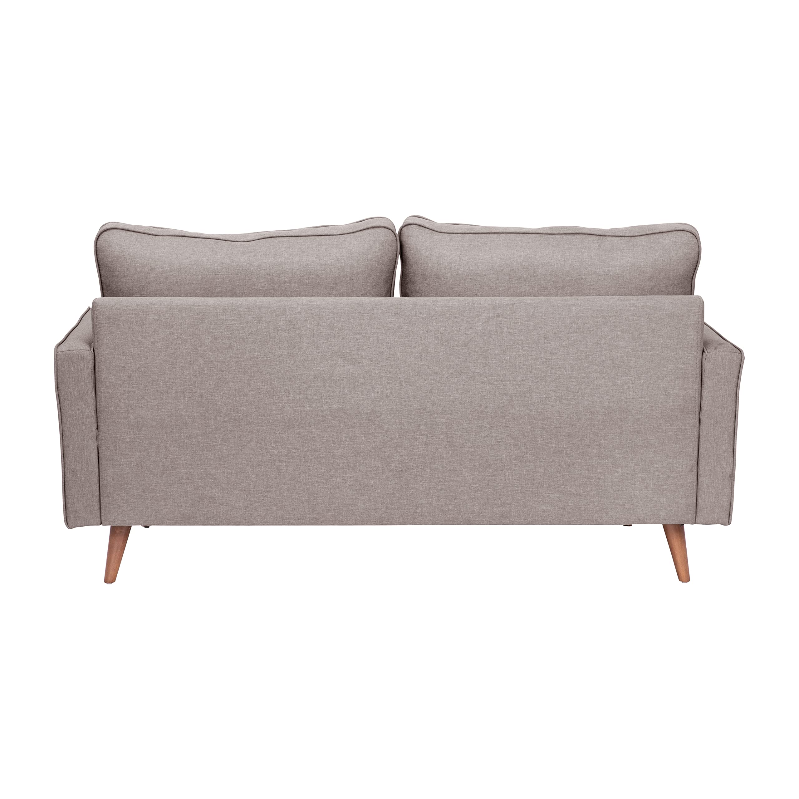 Hudson Mid-Century Modern Loveseat - Slate Gray Faux Linen Upholstery - Buttonless