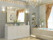 Bathroom Mirror, Champagne Gold Brushed Metal Framed Modern Vanity