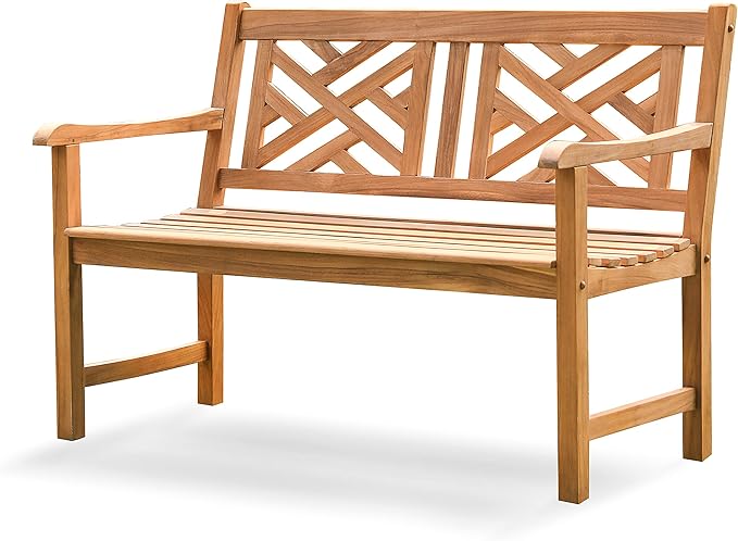 Outdoor Garden Bench for Patio Furniture, 4-Foot, Arie/Natural Teak