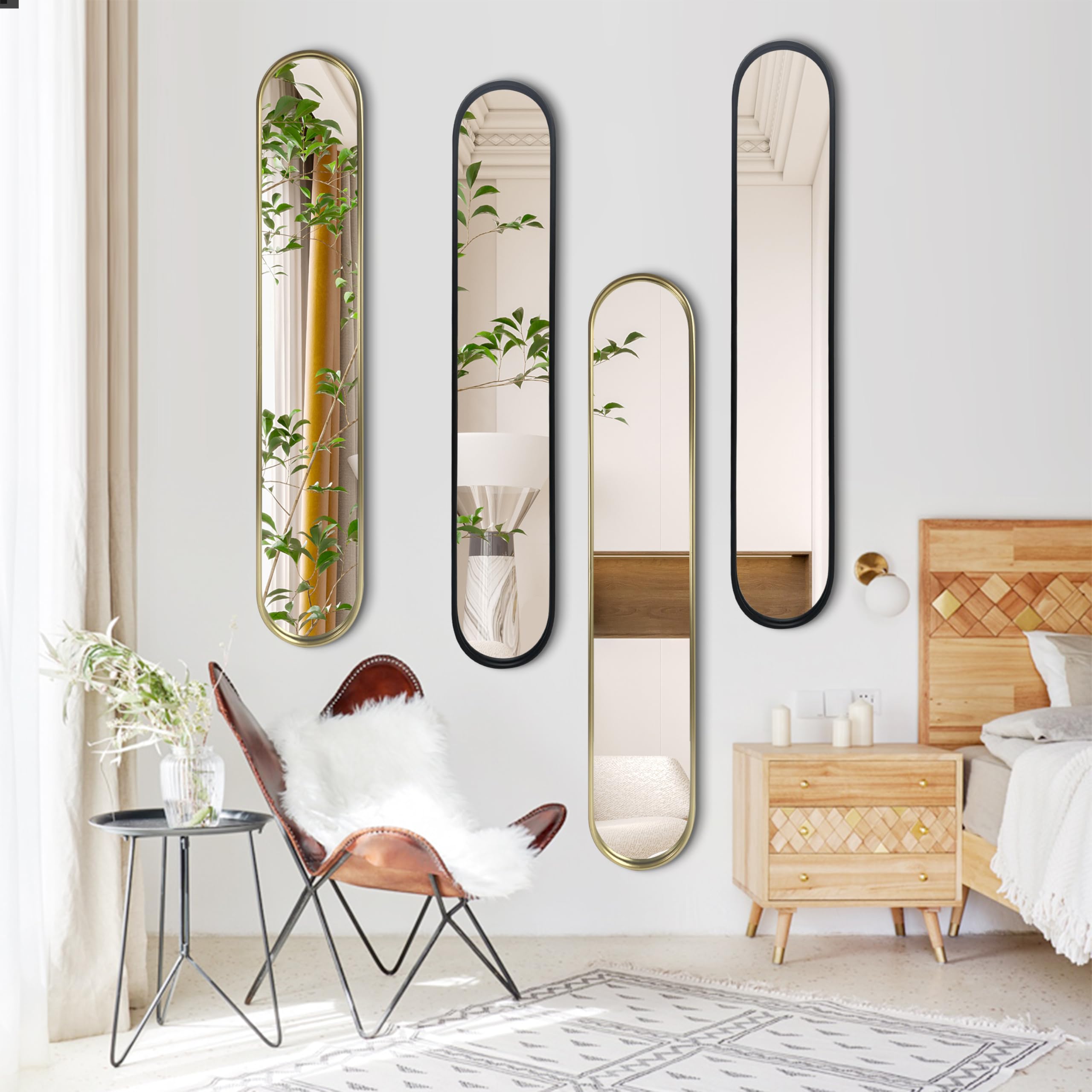 Gold Full Length Oval Mirror with Metal Frame