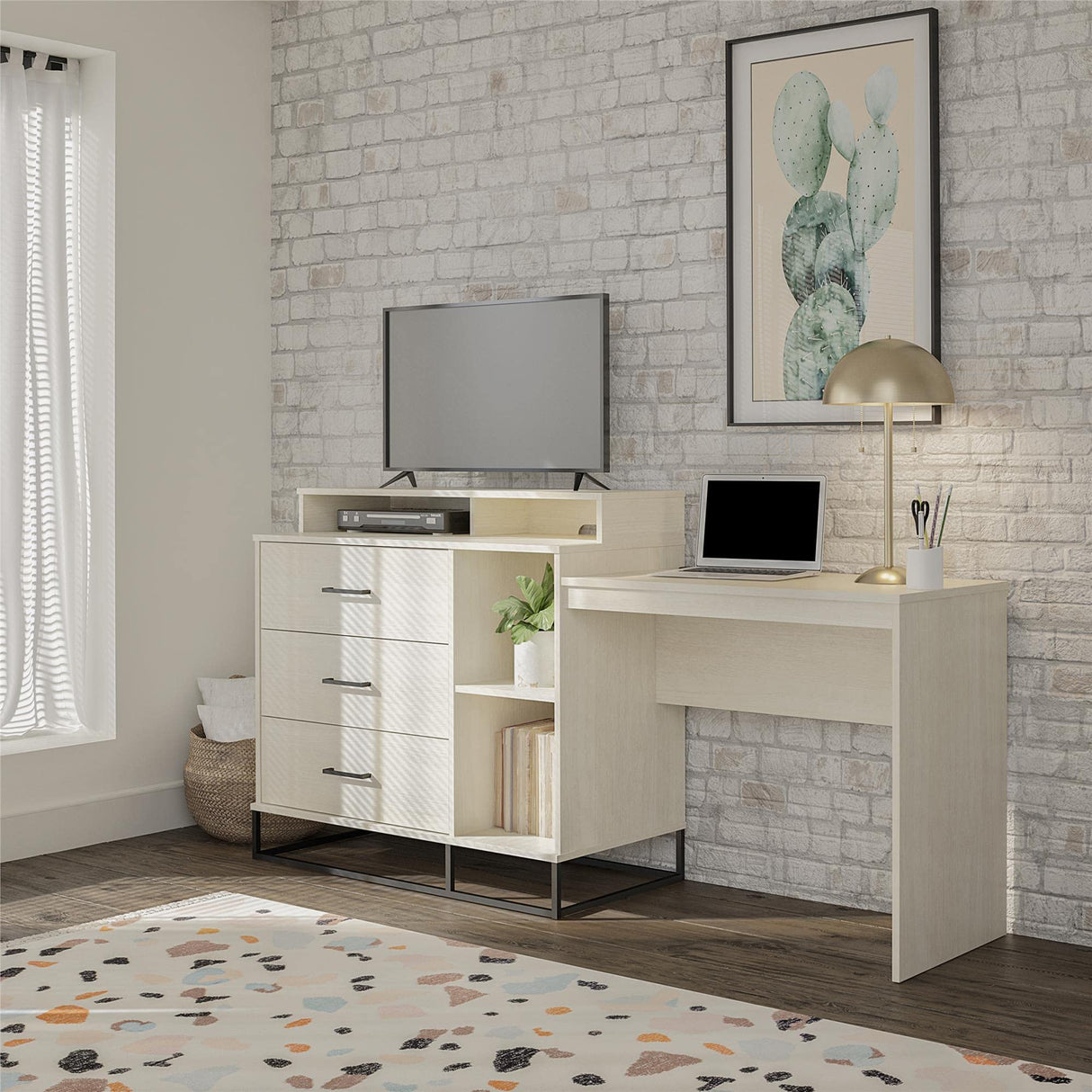 Kelly 3 in 1 Media Dresser and Desk Combo