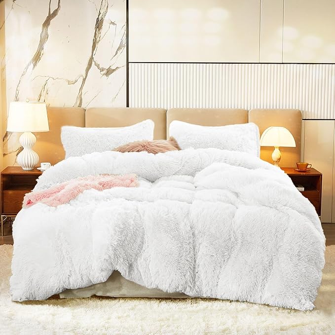 Luxury Faux Fur Shaggy Comforter Set Full/Queen Size