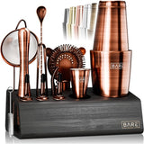 Mixology Bartender Kit Bar Set | 14-Piece Cocktail Shaker Set | Martini Barware Mixing Tools for Home Bartending | Incl. 35 Recipe Cards | Gift Set (28oz Boston Shaker, Jet Black/Black)