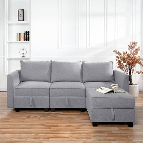 Modular 4 Piece Sofa for Living Room with Extendable Design & Soft Comfortable Seating