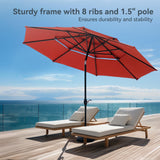 10ft Patio Umbrella Outdoor 3 Tier Vented Market Table Umbrella with 1.5" Umbrella Pole and 8 Sturdy Ribs,