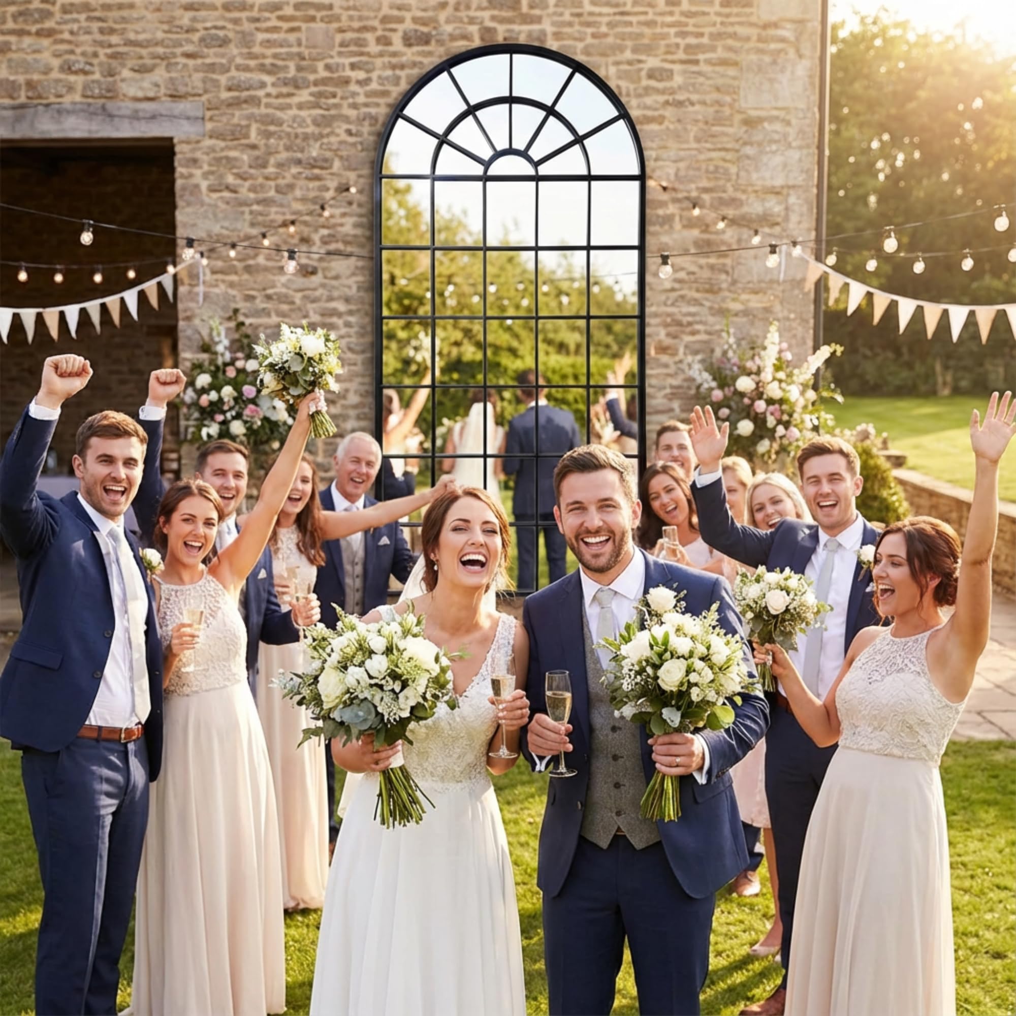 Large Arched Window Pane Mirror - 70x30 Inch Full Length Wall & Floor Mirror