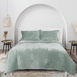 Luxury Velvet Queen Quilt Set, Ultra Soft Lightweight Velvet Comforter Set