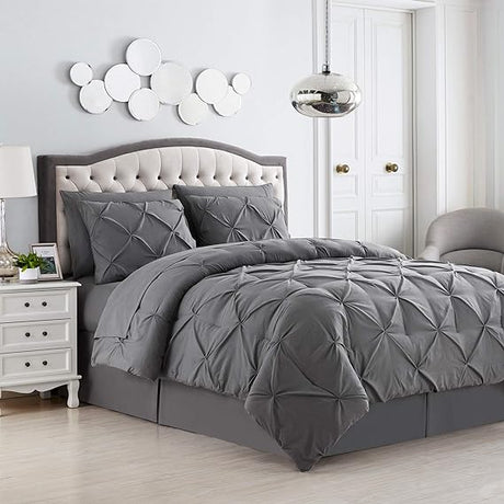 Queen Comforter Set 8 Piece Bed in a Bag with Bed Skirt