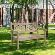 49''W Outdoor Bench, All-Weather Poly Lumber Garden Bench with Decorative Backrest