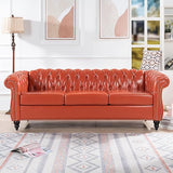 Chesterfield PU Leather Sofa, Upholstered PU Sofa with Tufted Back