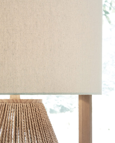 Signature Design by Ashley Clayman Bohemian 23.5" Paper Rope and Wood Table Lamp, Light Brown