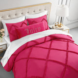 Diamond Queen Comforter Set - Ruffle 3-Piece Machine Washable Reversible Bedding