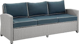 Bradenton Wicker Outdoor Sofa, 3-Person Patio Couch for Porch, Deck