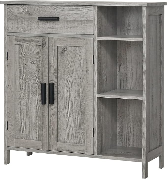 Bathroom Cabinet, Floor Storage Cabinet with Doors and Shelves, Coffee Bar Cabinet