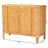 Natural Rattan Storage Cabinet, 2-Door, Light Honey