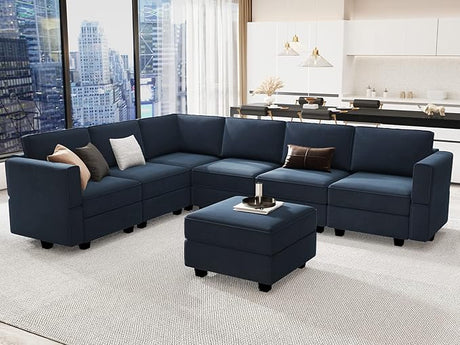 Oversized Modular Sectional Sofa U Shaped Couch with Storage Seat Velvet Sectional Sleeper Sofa Set with Chaise Velvet Black