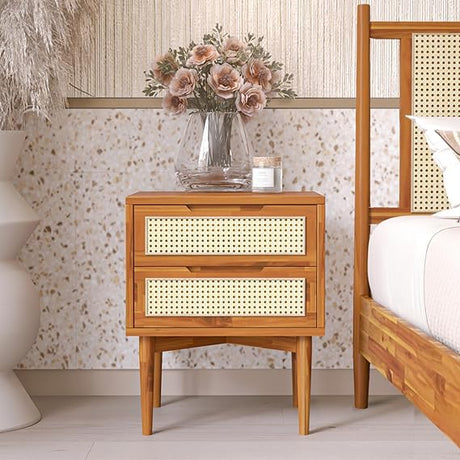 Oliver 15 Inch Signature Bed Frame with Rattan Headboard