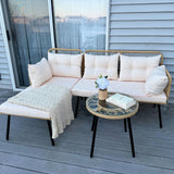 L-Shaped Patio Furniture Outdoor Loveseat Sectional Set for Backyard