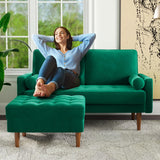 58 inch Loveseat Sofa Couch, Green Velvet Couch for Living Room