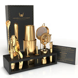 Bartender Kit with Black Bamboo Stand Beautiful Cocktail Shaker Set