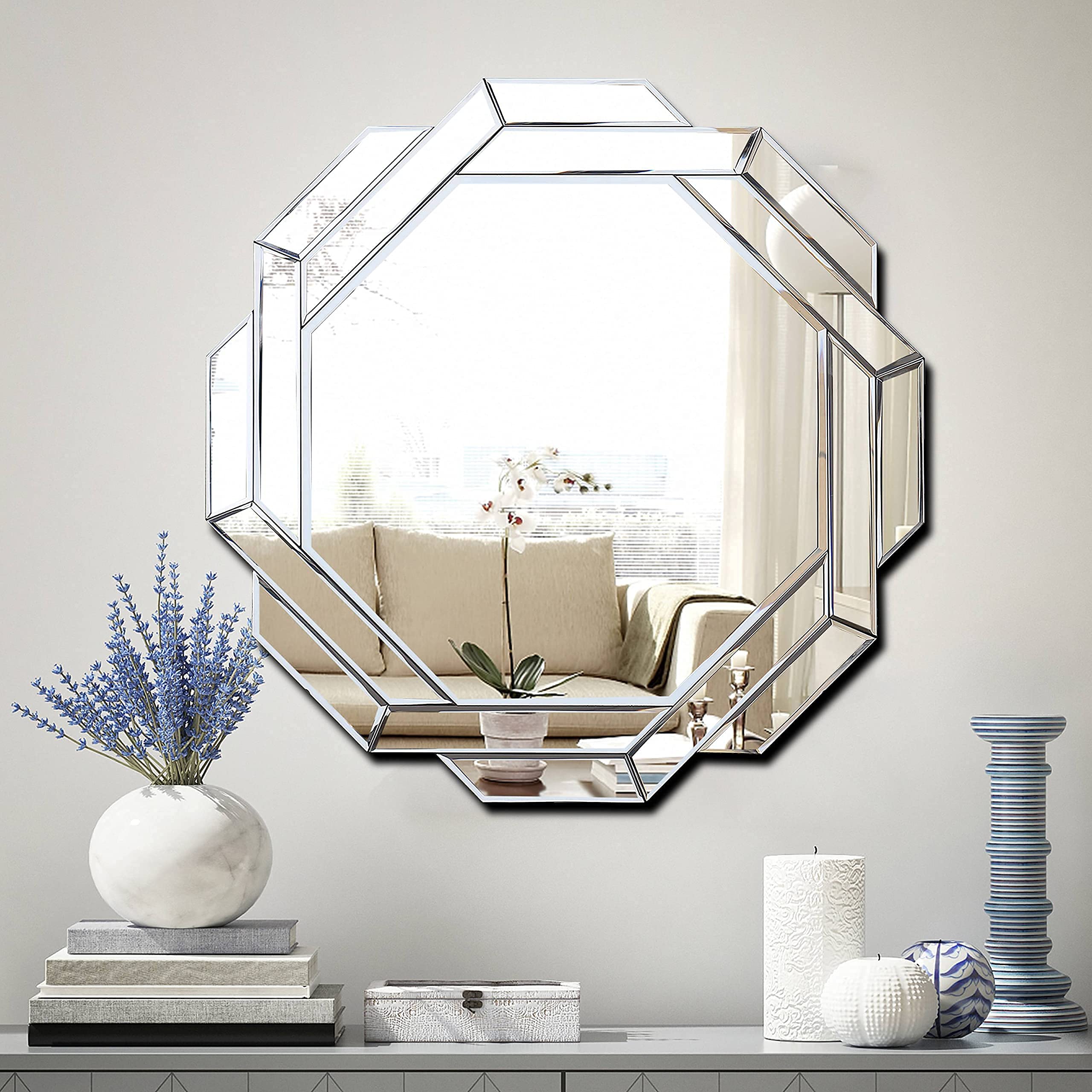 Hlartdecor Helicoid Frameless Beveled Decor Silver Polished Mirror