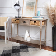 Home Collection Christa Vintage White 3-Drawer Storage Console Table