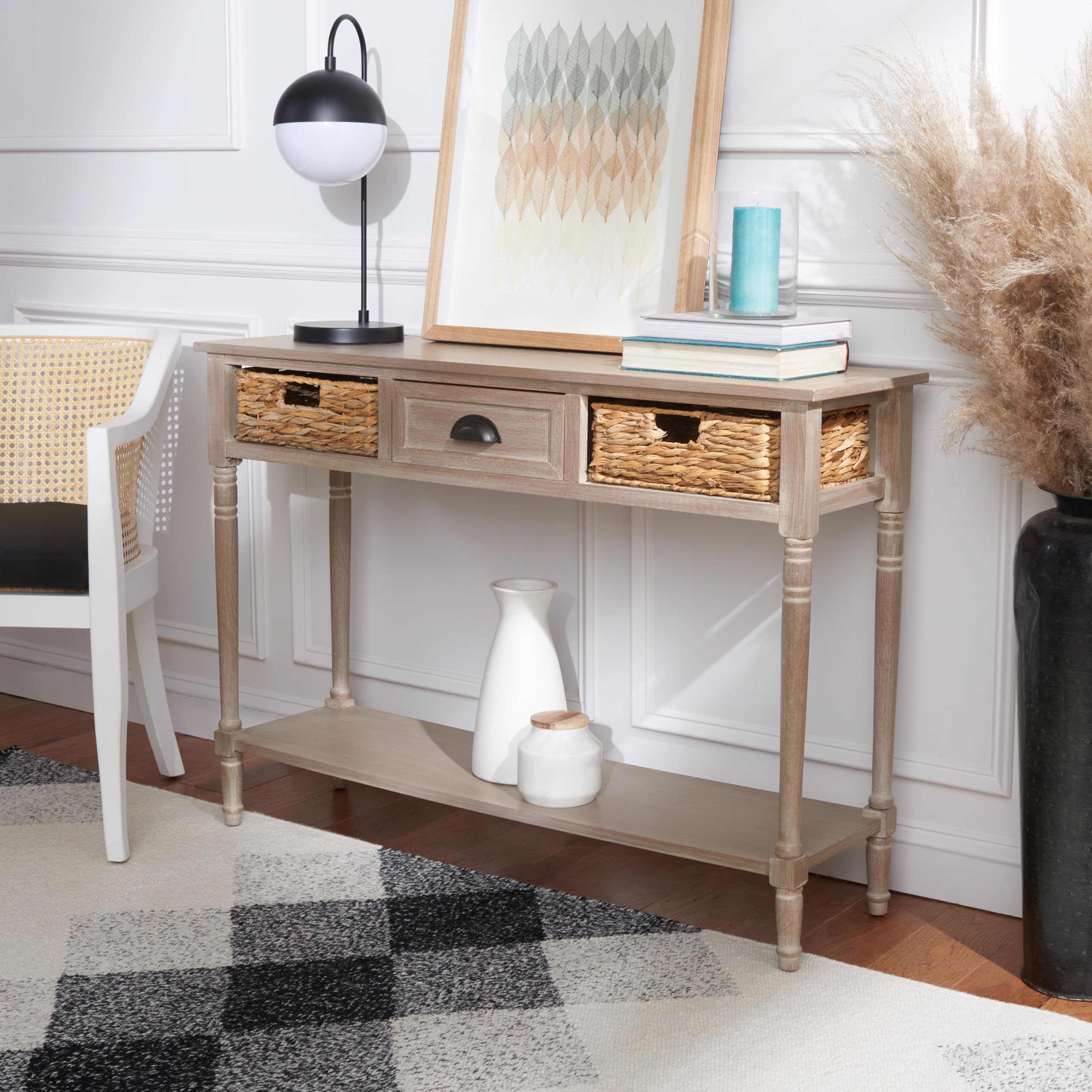 Home Collection Christa Vintage White 3-Drawer Storage Console Table