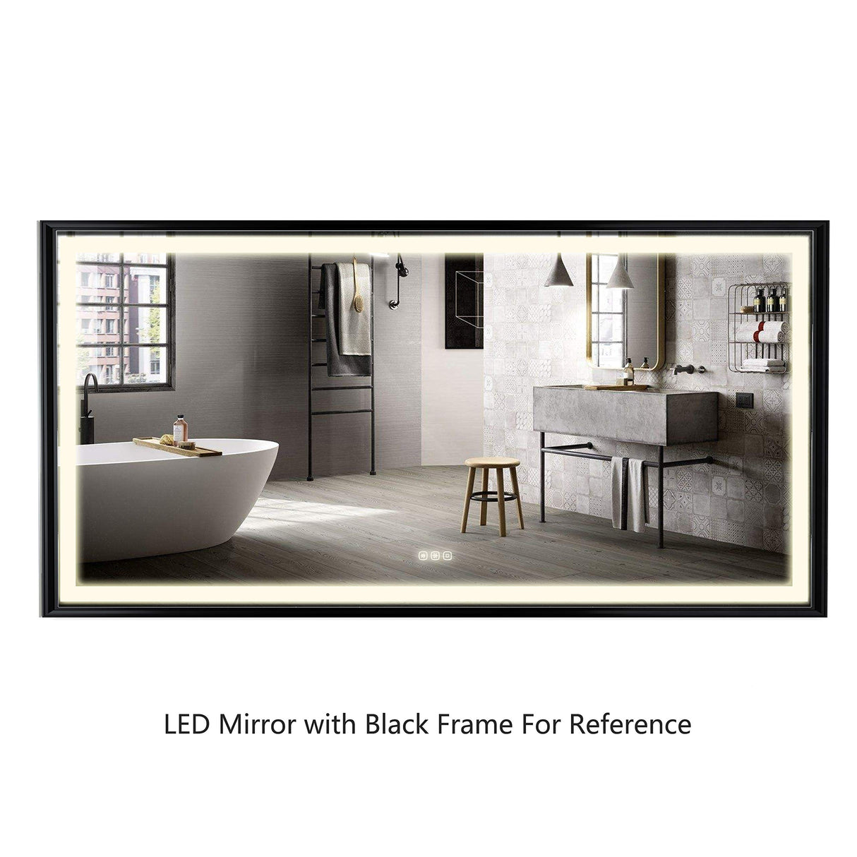 B&C 72"x36" Lighted Bathroom Mirror Wall Mounted|High Lumen LED Lights with CRI>95| Plug/Wall Switch Ready|Vertical or Horizontal|Defogger and Dimmer with Memory|Touch Switch|Non-Copper Silver Backed