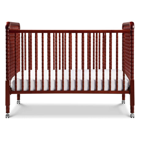 Jenny Lind 3-in-1 Convertible Crib in Rich Cherry, Removable Wheels, Greenguard Gold