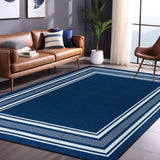 LuuL Home Modern Bordered Non Slip Indoor Rugs for Living Room 5x7 Area Rugs for Kitchen, Rug for Bedroom, and Hallway, Stain Resistant Easy Cleaning Non Shedding Navy 5 x 7