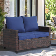 Patio Loveseat,All-Weather Wicker Loveseat with Cushions
