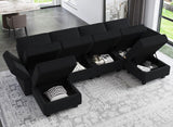 Modular Sectional Sofa with Reversible Chaises Velvet U Shaped Sectional Couch