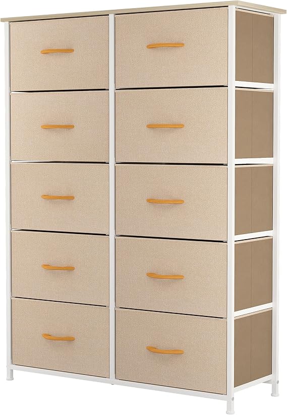 Dresser with 5 Drawers - Fabric Storage Tower